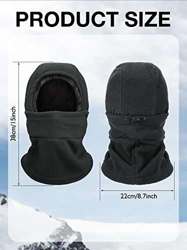 Geyoga Winter Fleece Balaclava Hat for Men Women Full Face Covering Scarf Hood Ski Mask with Drawstring - color: Grey, Wine Red