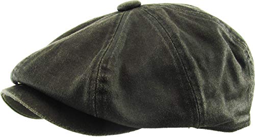 KBETHOS Leather Ascot Made in USA Ivy Collection Classic Newsboy Caps - color: (E) Pu Leather - Black, size: Small-Medium