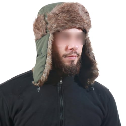 Winter Trapper Hats Unisex Faux Fur Hunting Hat Cold Weather Ski Cap Warm Windproof Trooper Hats with Ear Flaps Gray - color: Gray