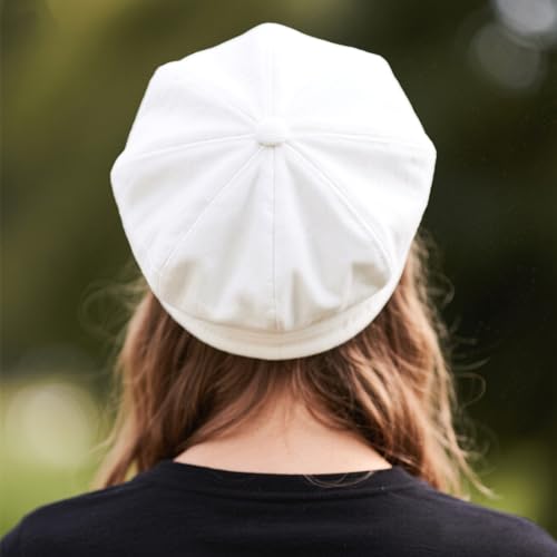Newsboy Cabbie Baker Boy Hat Beret Cap for Women Pageboy Hats Flat Visor Cap Sailor Hat Adjustable - color: White