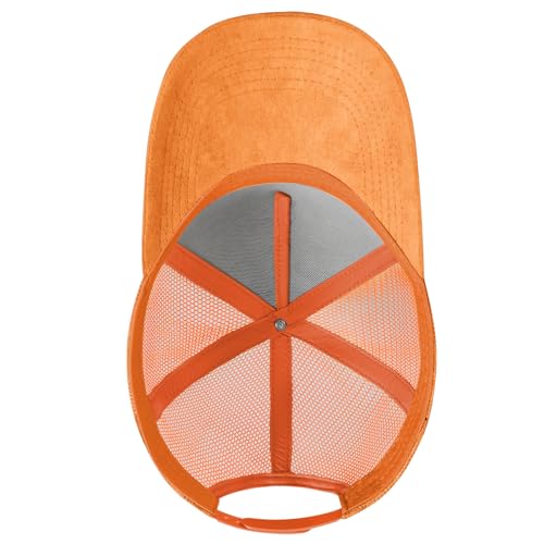 Suede Curved Brim Trucker Cap Adjustable Snapback Hat Mesh Back Breathable for Men Women 2 Pack SH03 - color: Pack of 2, Bleached Sand & Orange