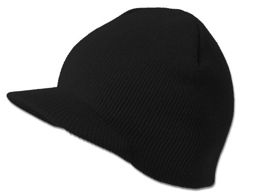 TOP HEADWEAR Solid Cuffless Beanie Visor - color: Black
