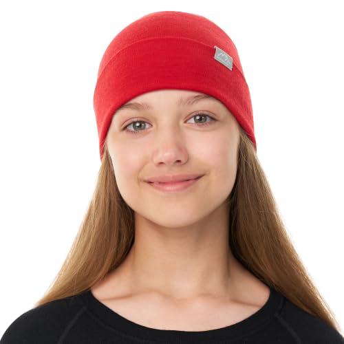 100% Merino Wool Beanie Kids - Unisex Wool Cap 17.5um for Kids -Toddler Hat - color: Cherry Red