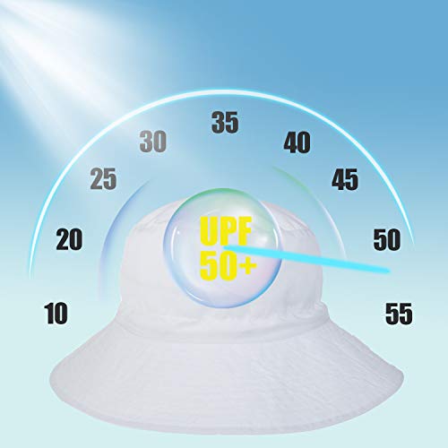 Baby Sun Hat Toddler Beach Swim Hats UPF 50+ Summer Bucket Hat Kids Infant Wide Brim Adjustable Sun Hat for Baby Boy Girls - color: White, size: 6-24 Months