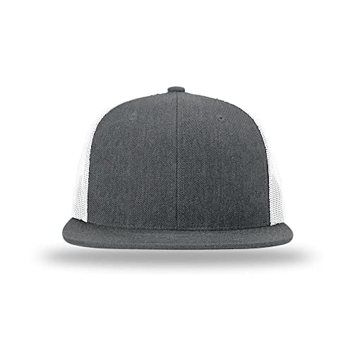 Richardson 511 Wool Blend Flatbill Trucker Snapback Adjustable Cap - color: Heather Charcoal/White