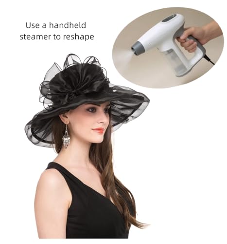 Haojing Women's Organza Church British Fascinator Bridal Tea Party Wedding Hat Summer Ruffles Cap - color: H5-black Line