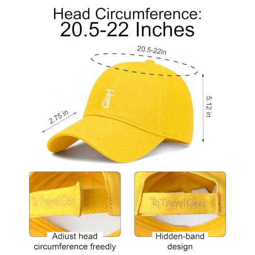 Kids Washed Cotton Baseball Cap, Unstructured Adjustable Toddler Hat for Boys & Girls - color: Yellow