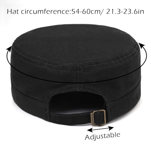 Unisex Army Cadet Cap Military Flat Top Basic Baseball Caps - color: Black