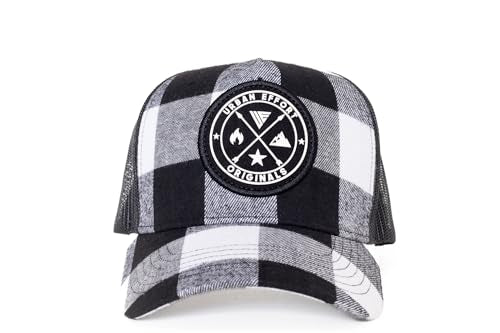 Urban Effort Trucker Hat for Men & Women, Mesh Back Baseball Cap, 5 Panel - color: Black + White Pattern, style: Mesh Back