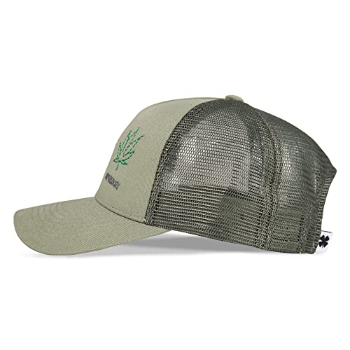 Lucky Brand Trucker Hat | Snapback | Adjustable | Mesh Back | Retro | Baseball Cap | Golf | Fishing | American Heritage - color: Super Lucky Trucker - Moss