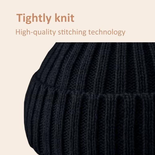 2 Pack Kids Beanie Winter Hat for 3-10 Years Cute Warm Fleece Lined with Ear Flaps for Boys and Girls - color: Black +Light Grey