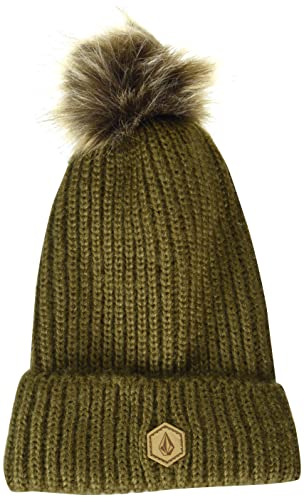 Volcom Women's Lula Faux Fir Pom Snow Beanie - color: Coffee