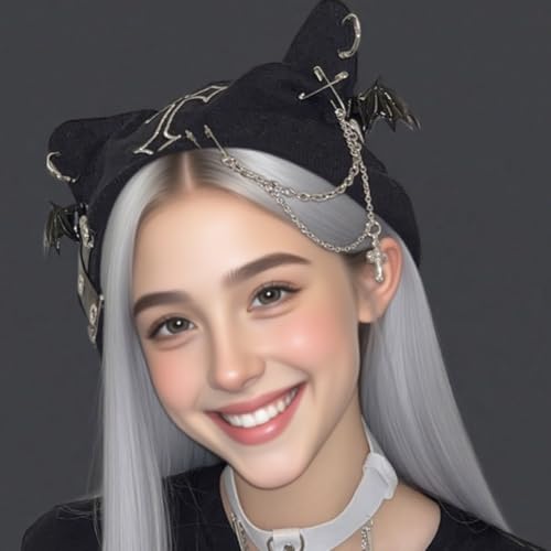 Distressed Ring Beanie Hat for Women Men Slouchy Skull Cap - color: Y2k/Black