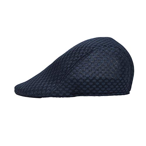 WITHMOONS Breathable Mesh Summer Hat Newsboy Ivy Cap Cabbie Flat Cap UZ30053 - color: Navy