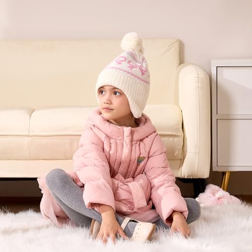 Moon Kitty Baby Girls Earflaps Knit Hats Infant Baby Beanies6-12Months - color: Beige, size: 6-12 Months