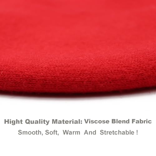 Wheebo Reversible Solid Color French Beret Hat for Women and Girls - color: Red