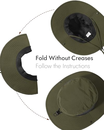 Sun Hats for Men Women UV Sun Protection Waterproof Wide Brim Bucket Hat - color: Dark Green