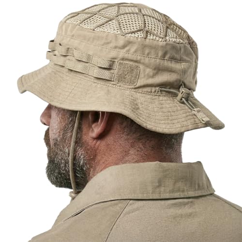 CQR Men's Tactical Boonie Hat, Breathable Packable Sun Hat for Hunting, Hiking, Fishing, Shooting, and Outdoor Activities - color: Sentinel Alamo Khaki, size: Small-Medium