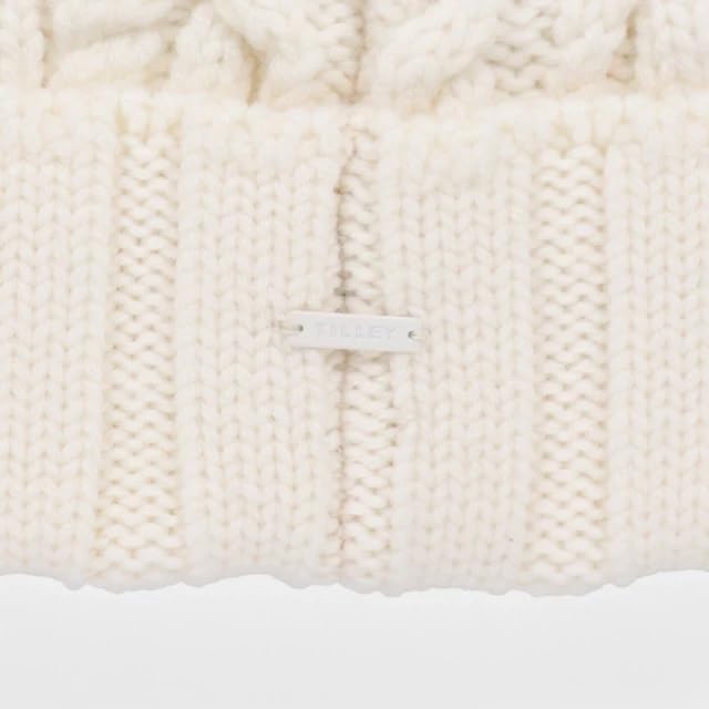 Tilley Unisex Adult Pom Pom Cable Beanie - color: Off-white, size: One Size