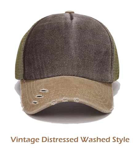 Lisianthus 2 Packs Vintage Washed Baseball Cap Unisex Mesh Dad Hat - color: Set 1