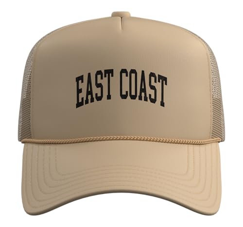 East Coast Vintage Style Trucker Hat with Adjustable Mesh Back - color: Khaki