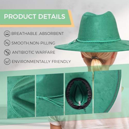 Fedora Hat for Men Women, Wide Brim Felt Panama Cap - color: Green