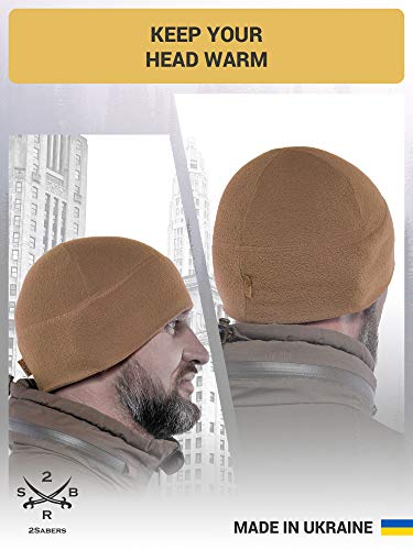 2SBR 2SABERS Warm Lightweight 170 Fleece Watch Cap - Men Women - Outdoor Skull Beanie Hat - color: Coyote, size: X-Large