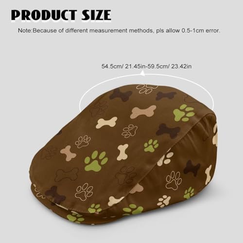 Newsboy Cap for Men Women Adjustable Flat Cap Gatsby Hat Retro Eight Panel Baker Boy Hat Lightweight Casual Cap - color: Brown Paw Print Bone