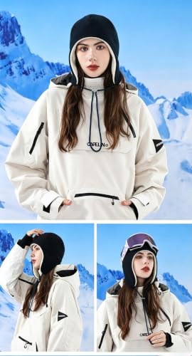 Mens Womens Warm Fleece Beanie Soft Winter Hat with Ear Flaps Windproof Ski Snow Cycling Skull Cap Helmet Liner - color: Black