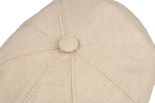 8 Panel Newsboy Cap – Linen Blend with 100% Cotton Lining - color: Camel, size: X-Large