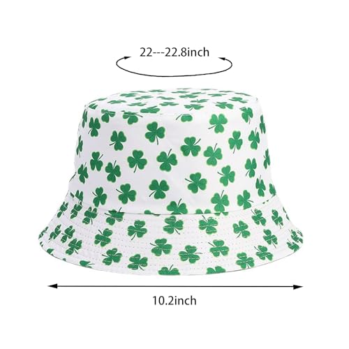 Bucket Hat for Women Men, Cotton Reversible Double Side Wear Sun Hats Beach Fisherman Hat - color: St Patrick's Day