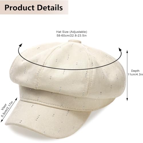 Newsboy Caps for Women Classic Beret Hats Autumn Winter Cap - color: D-beige