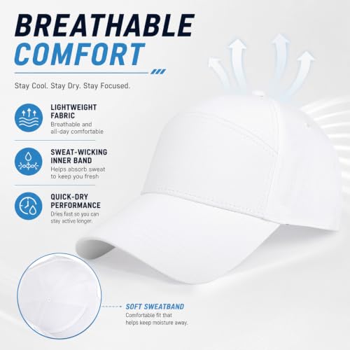 Quick Dry Baseball Cap Trucket Hats UPF50+ Structured Golf Hats Men Women - color: 3-black+white+grey