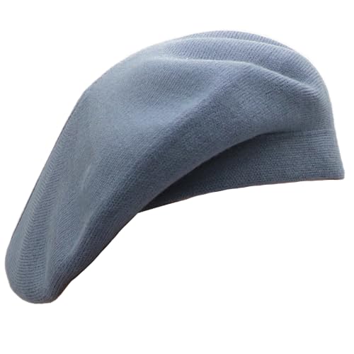 Wheebo Reversible Solid Color French Beret Hat for Women and Girls - color: Denim