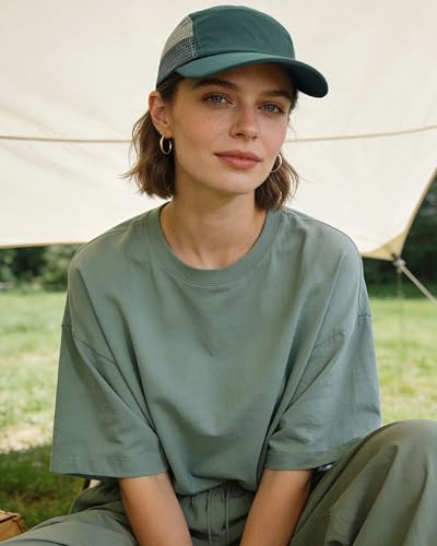 CLAPE Baseball Cap Quick Dry 5 Panel Trucker Hat Unstructured Dad Hat Sports Running Cap Low Profile Golf Hat Fitted Cap - color: Wbbc9-green