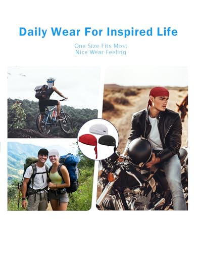 Do Rags Cycling Caps Helmet Liner Doo Rag Motorcycle Bandana Hat Sweat Liner Skull Caps Dew Rags for Men and Women - color: Plain Set-3