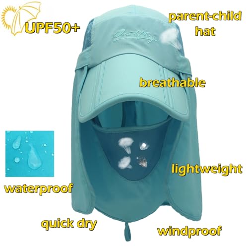 Full Coverage Removable UPF 50+ Sun Hat, Breathable Quick Dry Running Cap - color: Sky Nature, size: Small