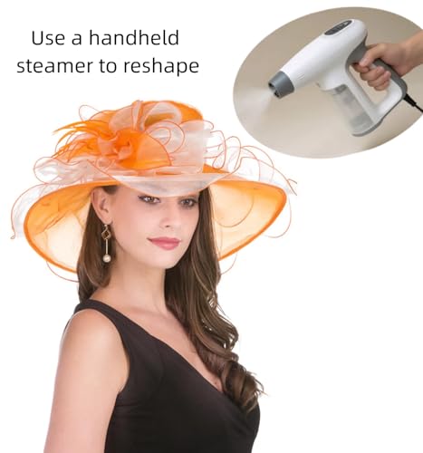 SAFERIN Women's Organza Church Fascinator Bridal Tea Party Wedding Hat - color: 2867-orange Off White