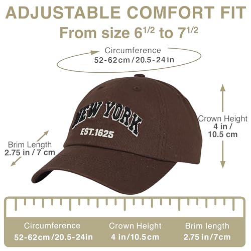E BY ELIDAN NY Dad Hat, New York EST.1625 Cotton Baseball Cap Women & Men - color: Brown