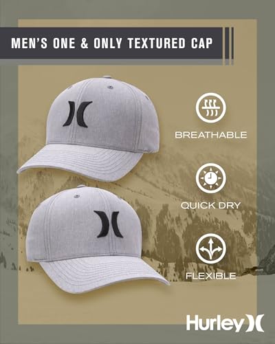 Hurley Men's Caps - One & Only Flexfit Baseball Cap - Fitted Hats for Men (S-XL) - color: Light Grey, size: Large-X-Large
