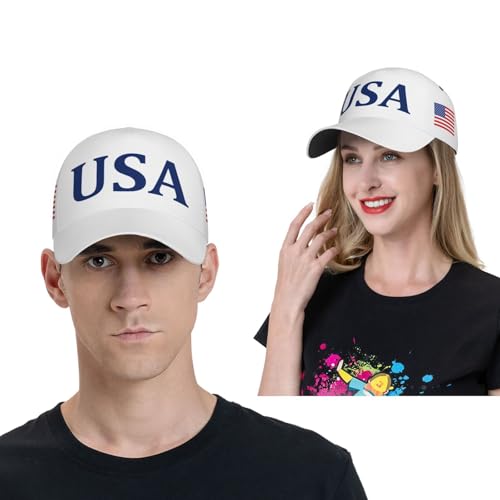 American Flag Baseball Caps Embroiderred USA Flag Patriotic Dad Hat Adjustable Trucker Hats for Men Women - color: Usa Flag White 1