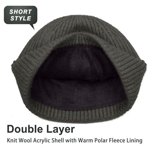ROYBENS Swag Wool Knit Cuff Short Fisherman Beanie for Men Women Winter Hat - color: 1pcs-dark Grey-thick Double Layer