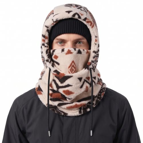 Ski Mask Balalclava Windproof Face Mask Warm Fleece Neck Cover for Cold Weather Helmet Hood for Men & Women - color: Vintage Print