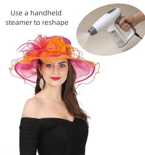 SAFERIN Women's Organza Church Fascinator Bridal Tea Party Wedding Hat - color: 2867-orange Rose