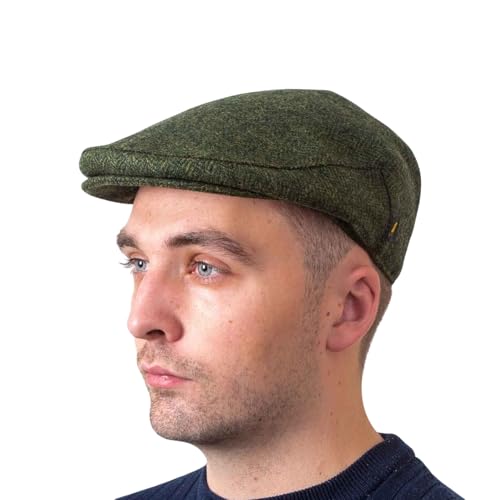 Hatman of Ireland 100% Wool Flat Cap Handmade in Ireland - color: Green, size: Large