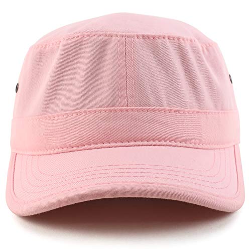 Trendy Apparel Shop 오버사이즈 XXL 플랫 탑 스타일 아미 캡 - color: 라이트 핑크