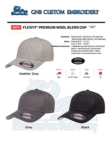 Custom Embroidered America Flag Men and Women Flex 6277 Baseball Hat. - color: Heather Grey, size: Large-X-Large