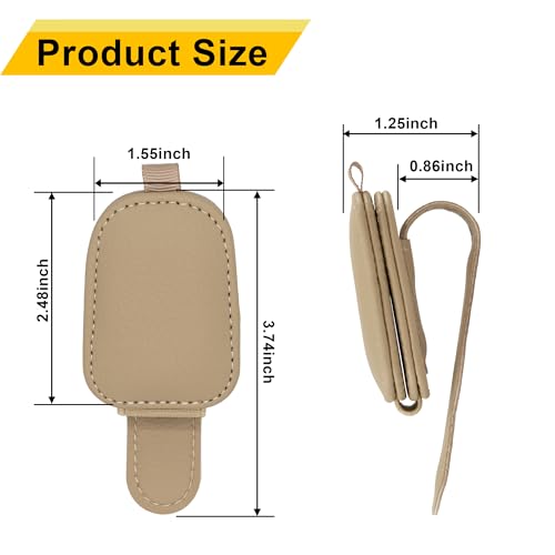 Yuoyar Magnetic Leather Sunglasses Holder for Car, 2 Packs (Beige) - color: Beige