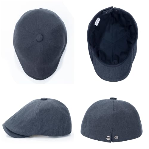 Newsboy Cap for Men Adjustable 6 Panel Flat Cap Cabbie Gatsby Ivy Irish Hunting hat - color: C-darkgrey, size: Medium