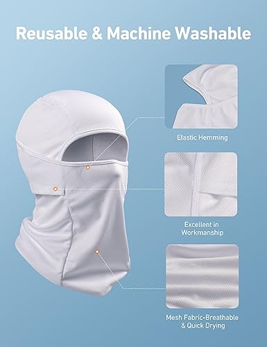 AstroAI Ski Mask Balaclava, Windproof UV Protector Face Cover, White - color: White